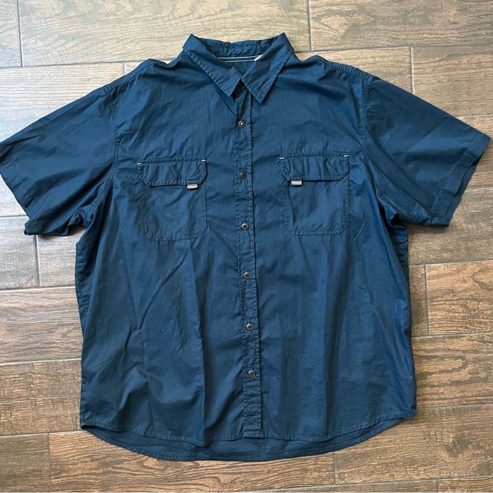 Navy blue shirt sleeve button up dressing shit